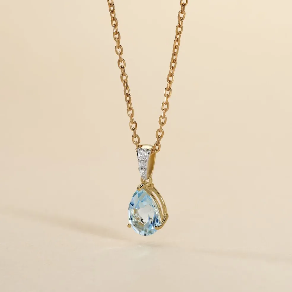 Pendentif Or Jaune Gorgel Topaze Oxydes De Zirconium