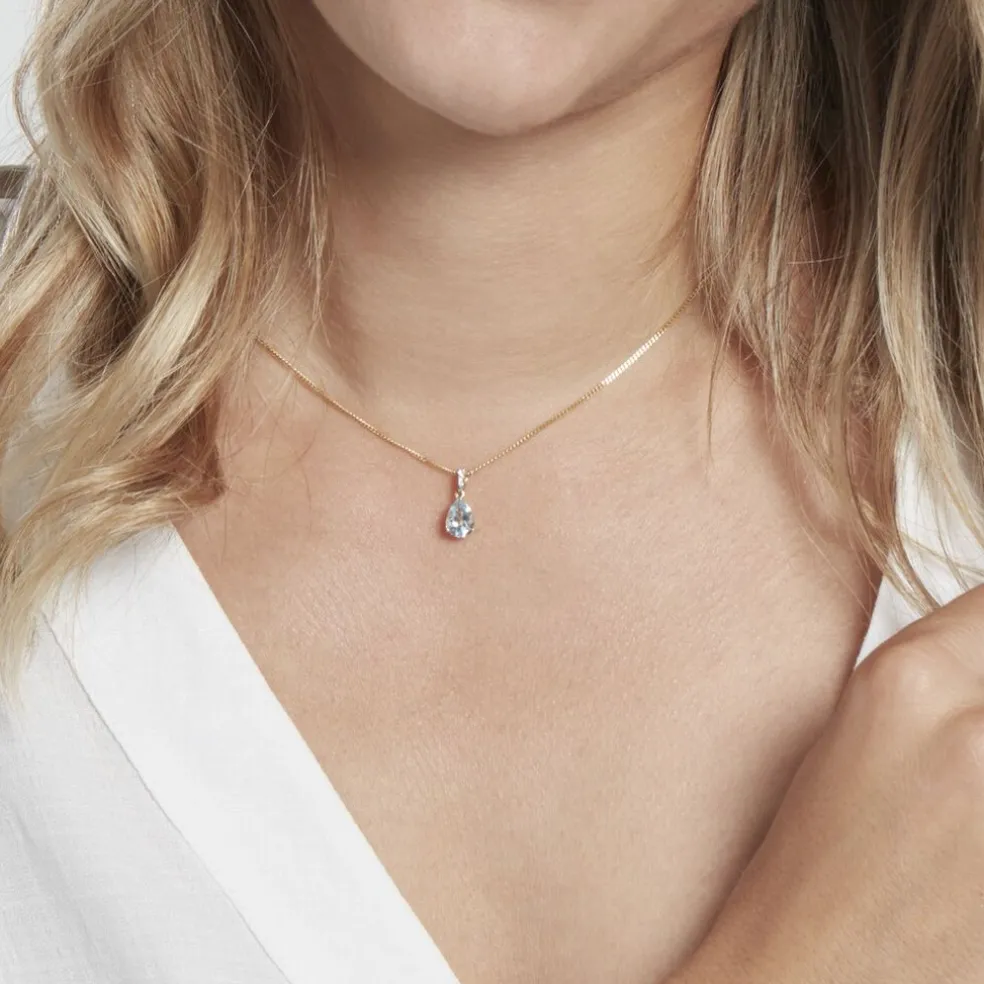 Pendentif Or Jaune Gorgel Topaze Oxydes De Zirconium