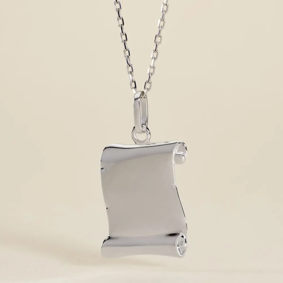 Pendentif Parchemin Argent Blanc