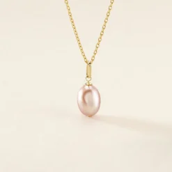 Pendentif Rose Or Jaune Perle De Culture