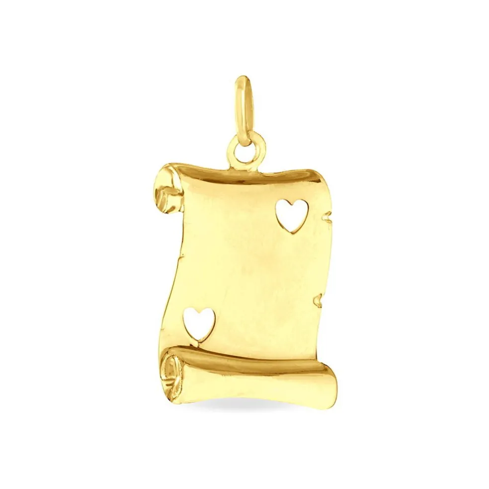 Pendentif Sirona Parchemin Message Or Jaune