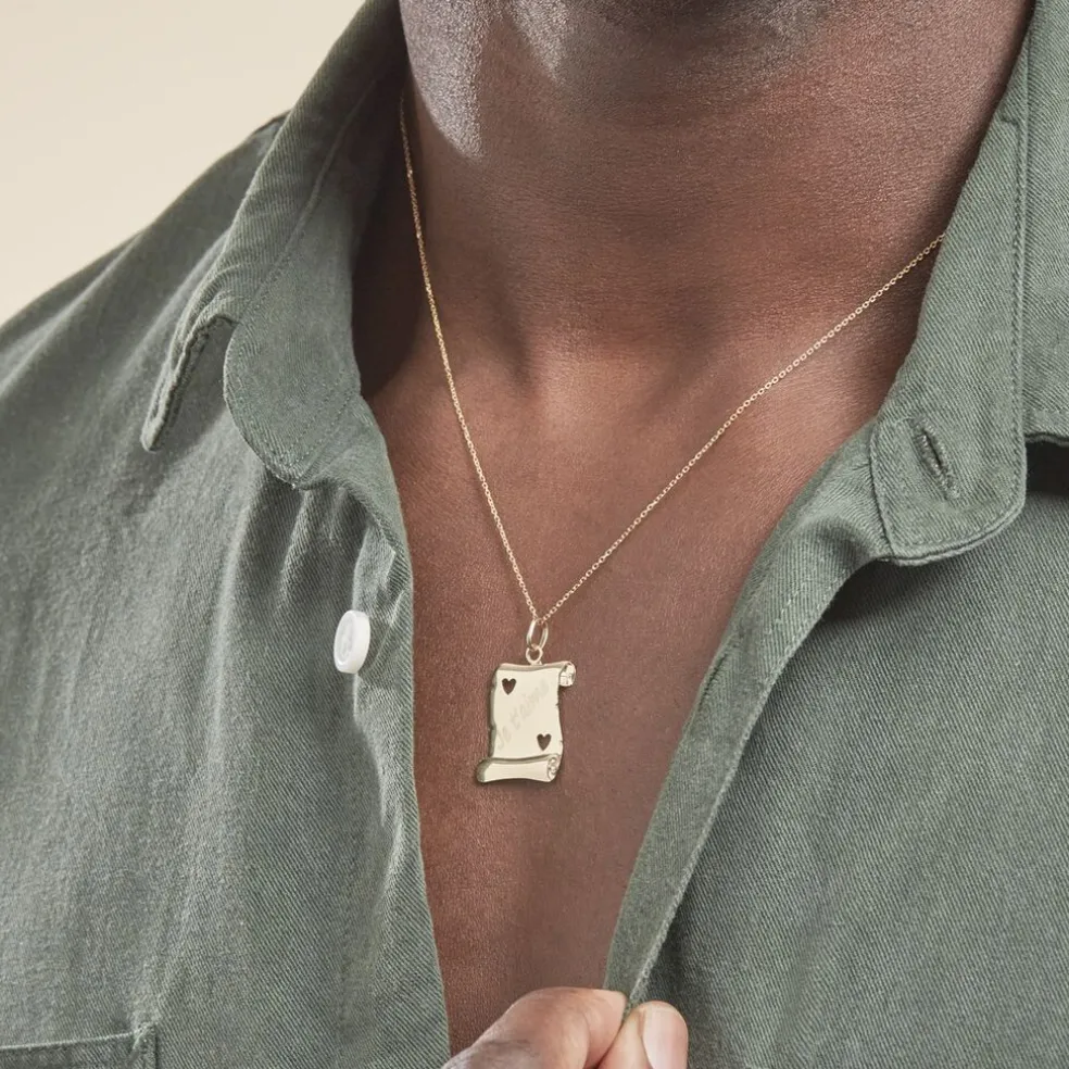 Pendentif Sirona Parchemin Message Or Jaune