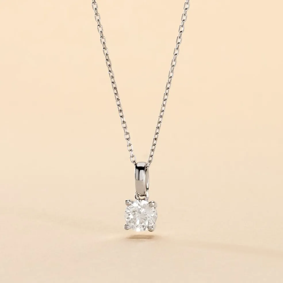 Pendentif Solitaire Aphrodite Or Blanc Diamant