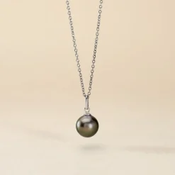 Pendentif Syana Or Blanc Perle De Culture De Tahiti