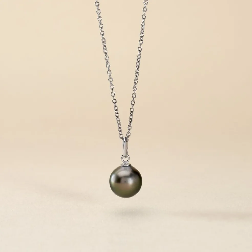 Pendentif Syana Or Blanc Perle De Culture De Tahiti