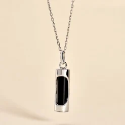 Pendentif Tiki Argent Blanc Onyx