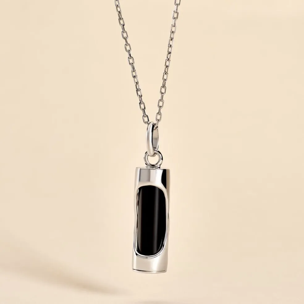 Pendentif Tiki Argent Blanc Onyx