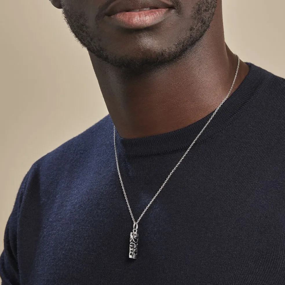 Pendentif Tiki Argent Blanc Onyx