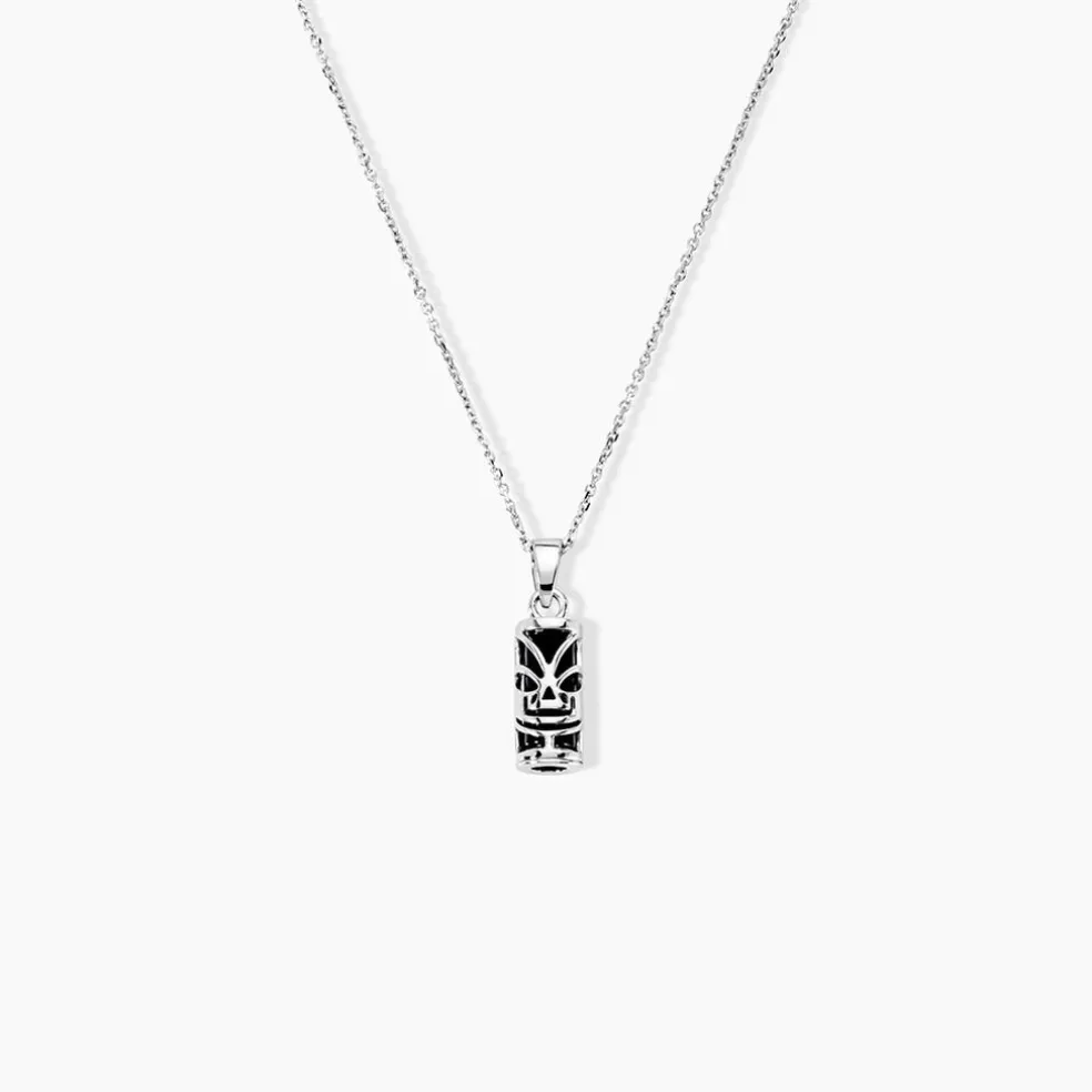 Pendentif Tiki Argent Blanc Onyx