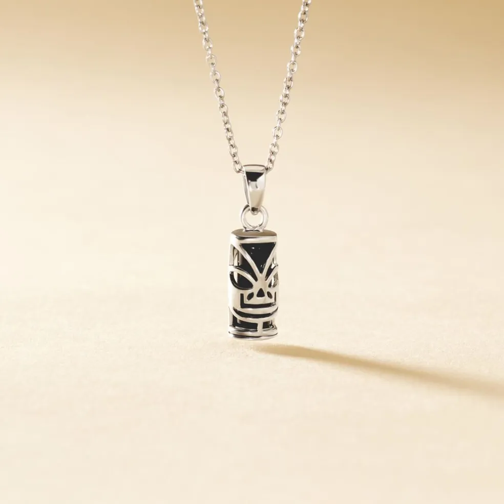 Pendentif Tiki Argent Blanc Onyx