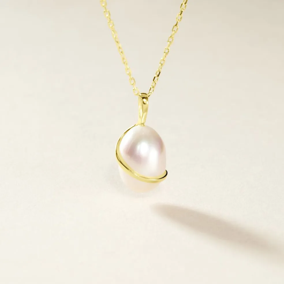 Pendentif Tourbillon Or Jaune Perle De Culture