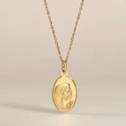 Pendentif Vierge Ovale Or Jaune