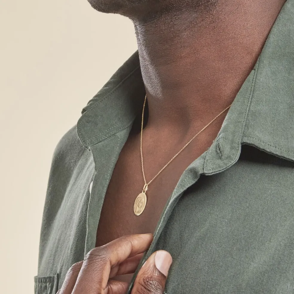 Pendentif Vierge Ovale Or Jaune