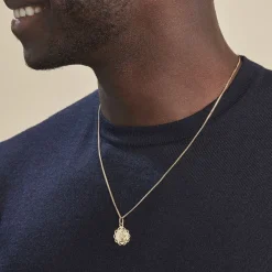 Pendentif Vierge Rond Dentelle Or Jaune