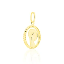 Pendentif Vierge Rond Diamante Or Jaune Oxyde De Zirconium