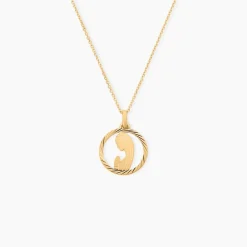 Pendentif Vierge Rond Diamante Or Jaune