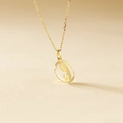 Pendentif Vierge Rond Diamante Or Jaune