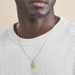 Pendentif Vierge Rond Strie Or Jaune