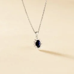 Pendentif Vladimir Or Blanc Saphir Diamants