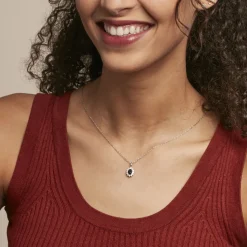 Pendentif Vladimir Or Blanc Saphir Et Diamant