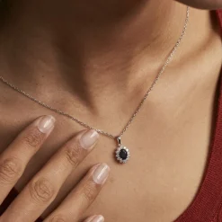 Pendentif Vladimir Or Blanc Saphir Et Diamant