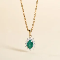 Pendentif Vladimir Or Jaune Emeraude Diamants