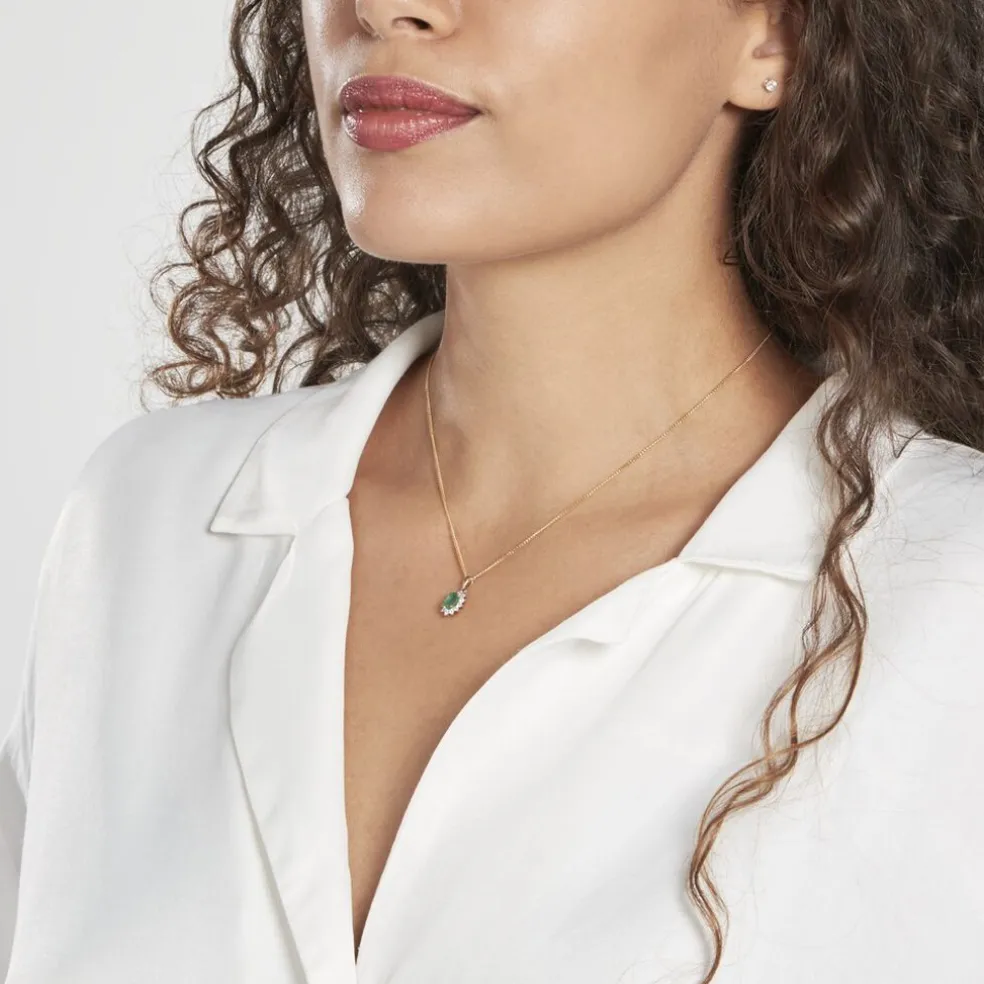 Pendentif Vladimir Or Jaune Emeraude Diamants