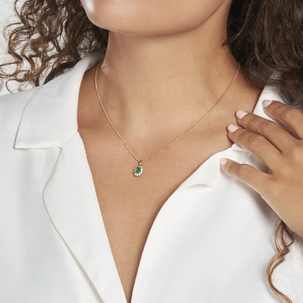 Pendentif Vladimir Or Jaune Emeraude Diamants