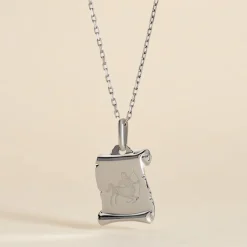 Pendentif Zodiaque Parchemin Argent Blanc