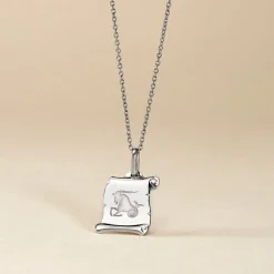 Pendentif Zodiaque Parchemin Argent Blanc