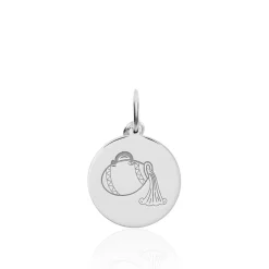 Pendentif Zodiaque Rond Argent Blanc