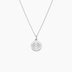 Pendentif Zodiaque Rond Argent Blanc