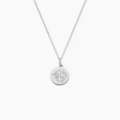 Pendentif Zodiaque Rond Argent Blanc