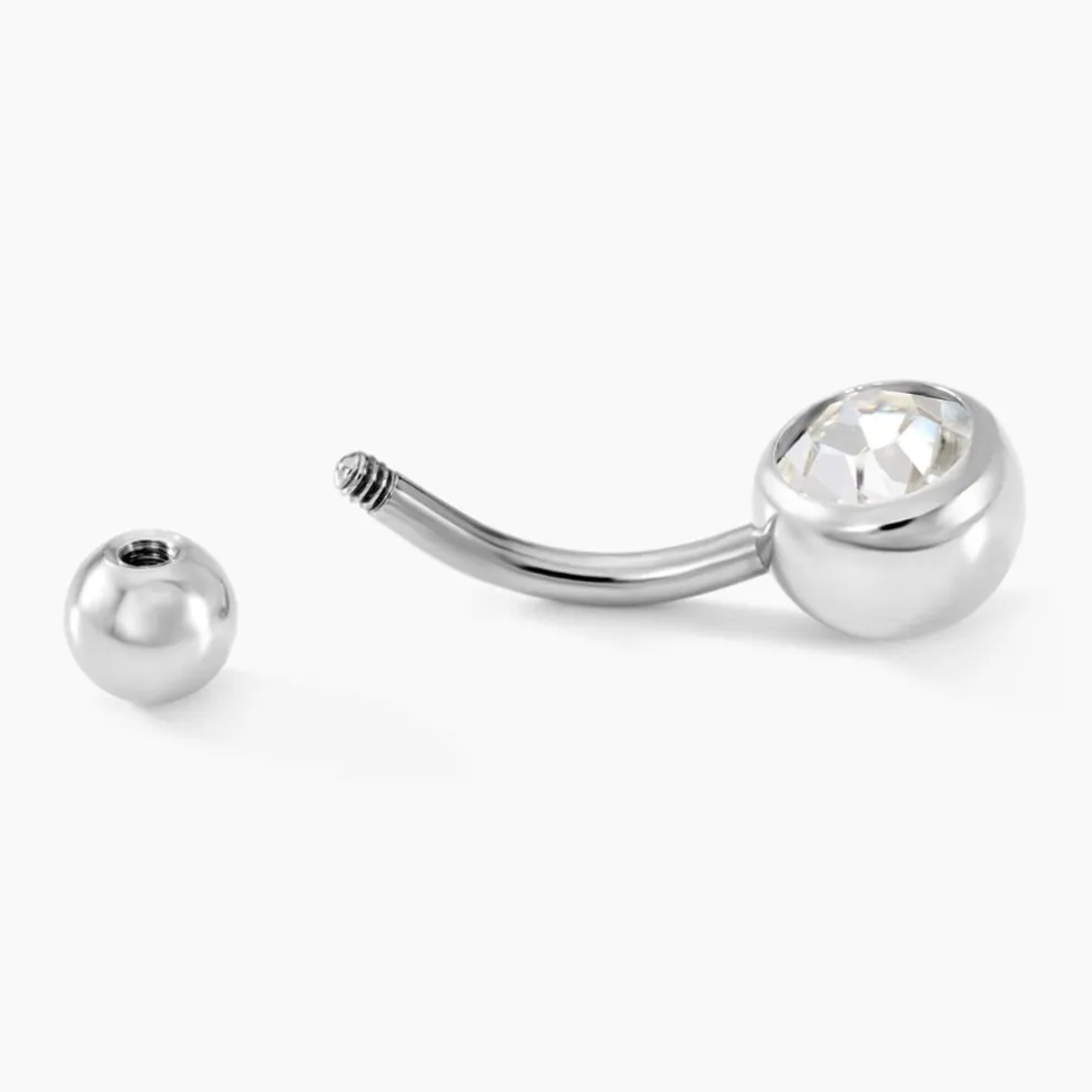 Piercing De Nombril Santuzza Acier Blanc Verre