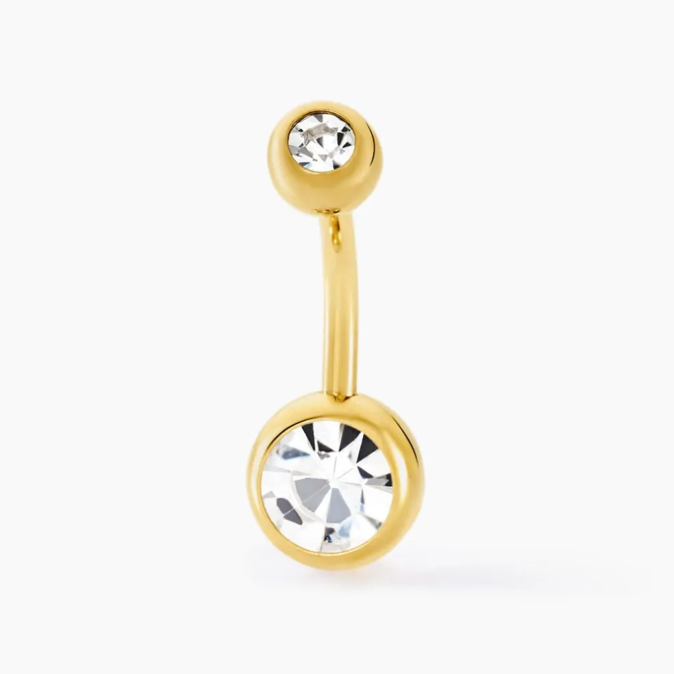 Piercing De Nombril Santuzza Acier Doré Verre
