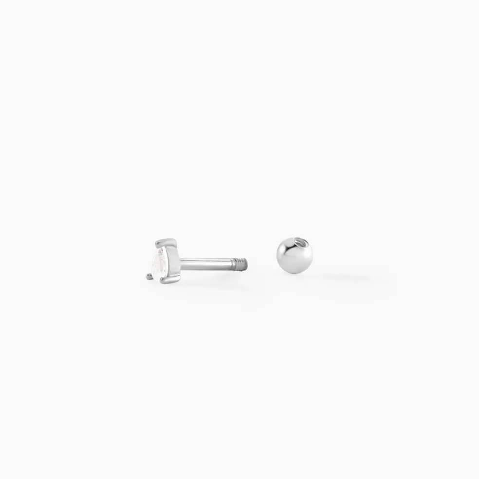 Piercing D'oreille Lourdes Argent Blanc Oxyde De Zirconium