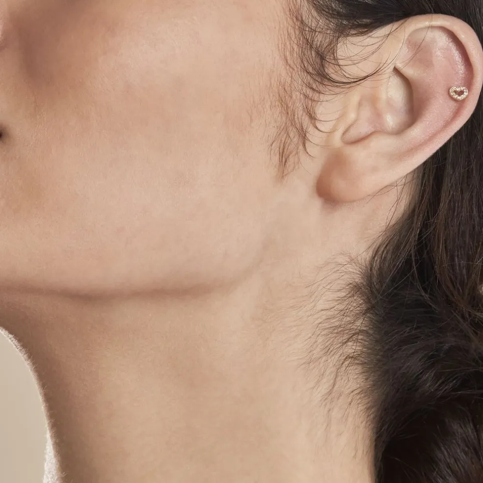 Piercing D'oreille Or Jaune Alchemille Oxydes De Zirconium