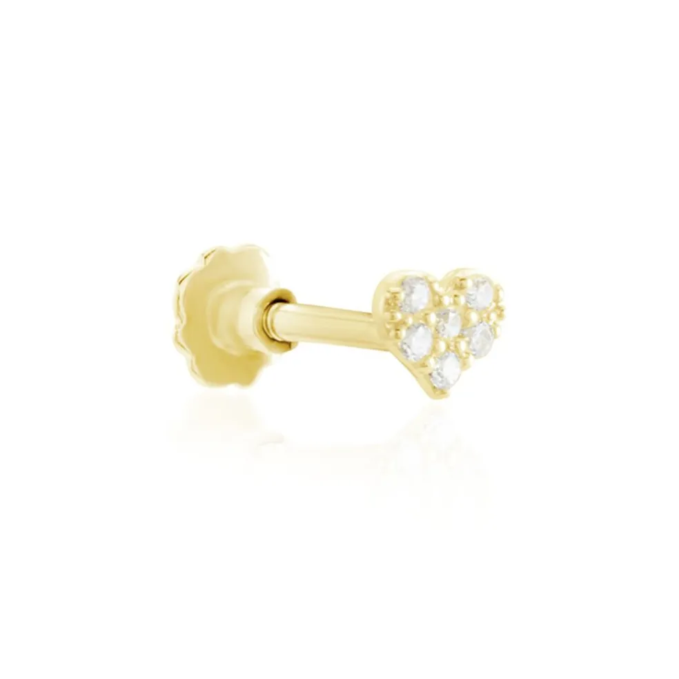 Piercing D'oreille Or Jaune Adasonia Oxydes De Zirconium