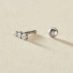 Piercing D'oreille Unitaire Delphie Argent Blanc Oxyde De Zirconium