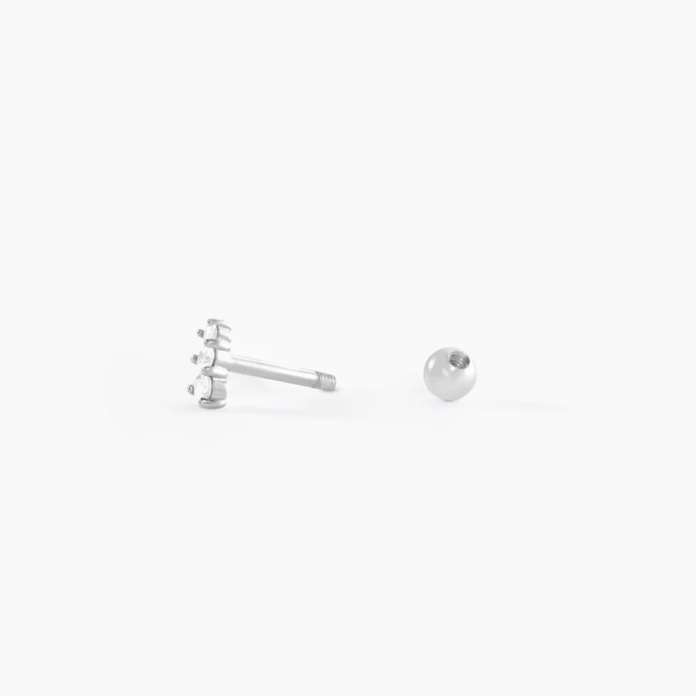 Piercing D'oreille Unitaire Delphie Argent Blanc Oxyde De Zirconium