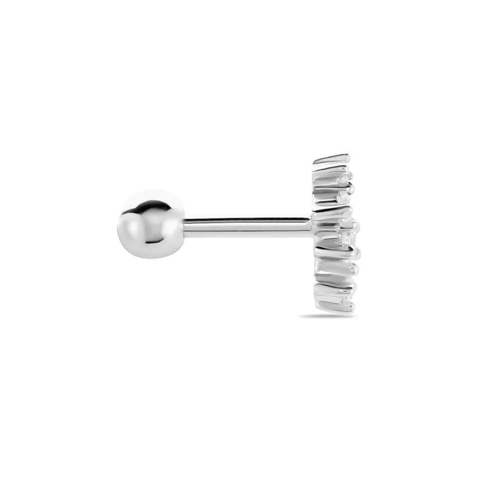 Piercing D'oreille Unitaire Roseau Argent Blanc Oxyde De Zirconium