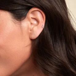 Piercing D'oreille Unitaire Roseau Argent Blanc Oxyde De Zirconium