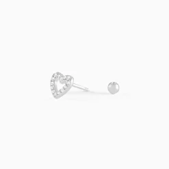 Piercing D'oreille Unitaire Argent Blanc Cort Oxyde De Zirconium