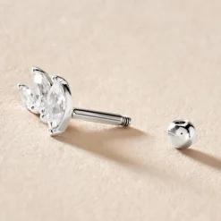 Piercing D'oreille Unitaire Fox Argent Rhodié Oxyde De Zirconium