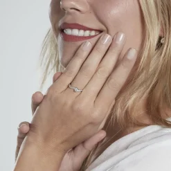 Solitaire Accompagné Laetitianne Or Blanc Diamant Synthétique