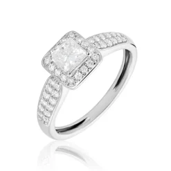 Solitaire Or Blanc  Princessa Diamant Synthetique