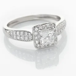 Solitaire Or Blanc Princessa Diamant Synthetique