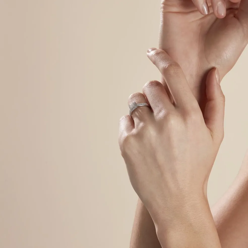 Solitaire Or Blanc Princessa Diamant Synthetique