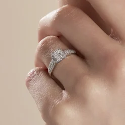 Solitaire Or Blanc Princessa Diamant Synthetique