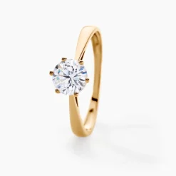 Solitaire Or Jaune Laurian Oxyde De Zirconium Blanc